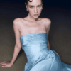 Blue Satin Strapless Dress “Moonlight Waltz”
