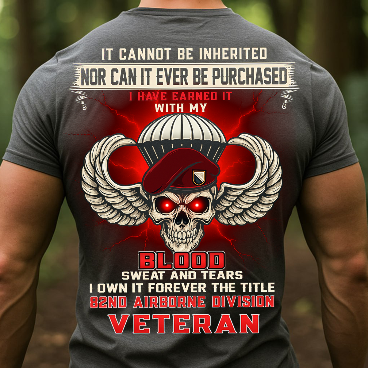 82nd Airborne Division Veteran T-Shirt Blood Sweat and Tears Military Pride Shirt Gift for Him