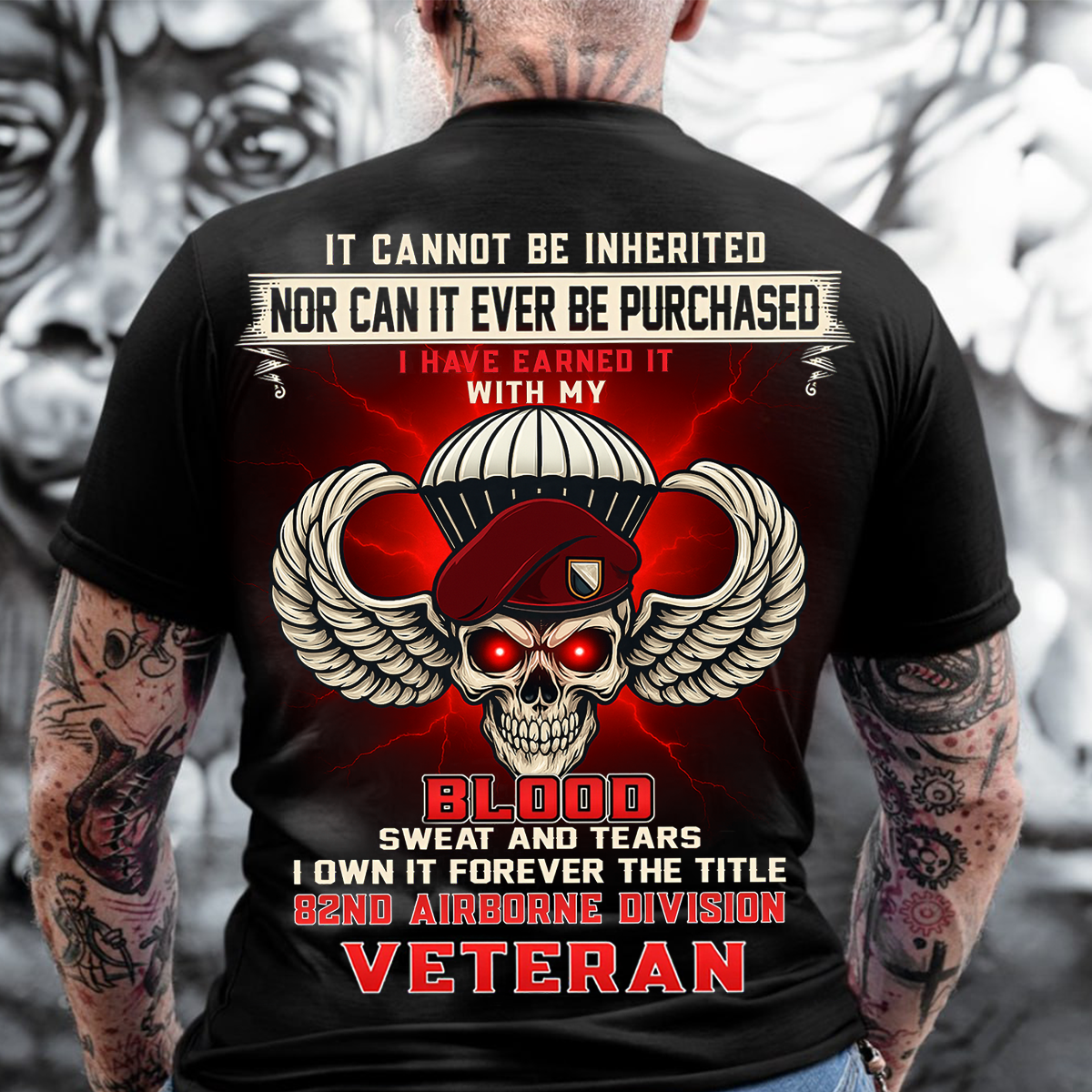82nd Airborne Division Veteran T-Shirt Blood Sweat and Tears Military Pride Shirt Gift for Him