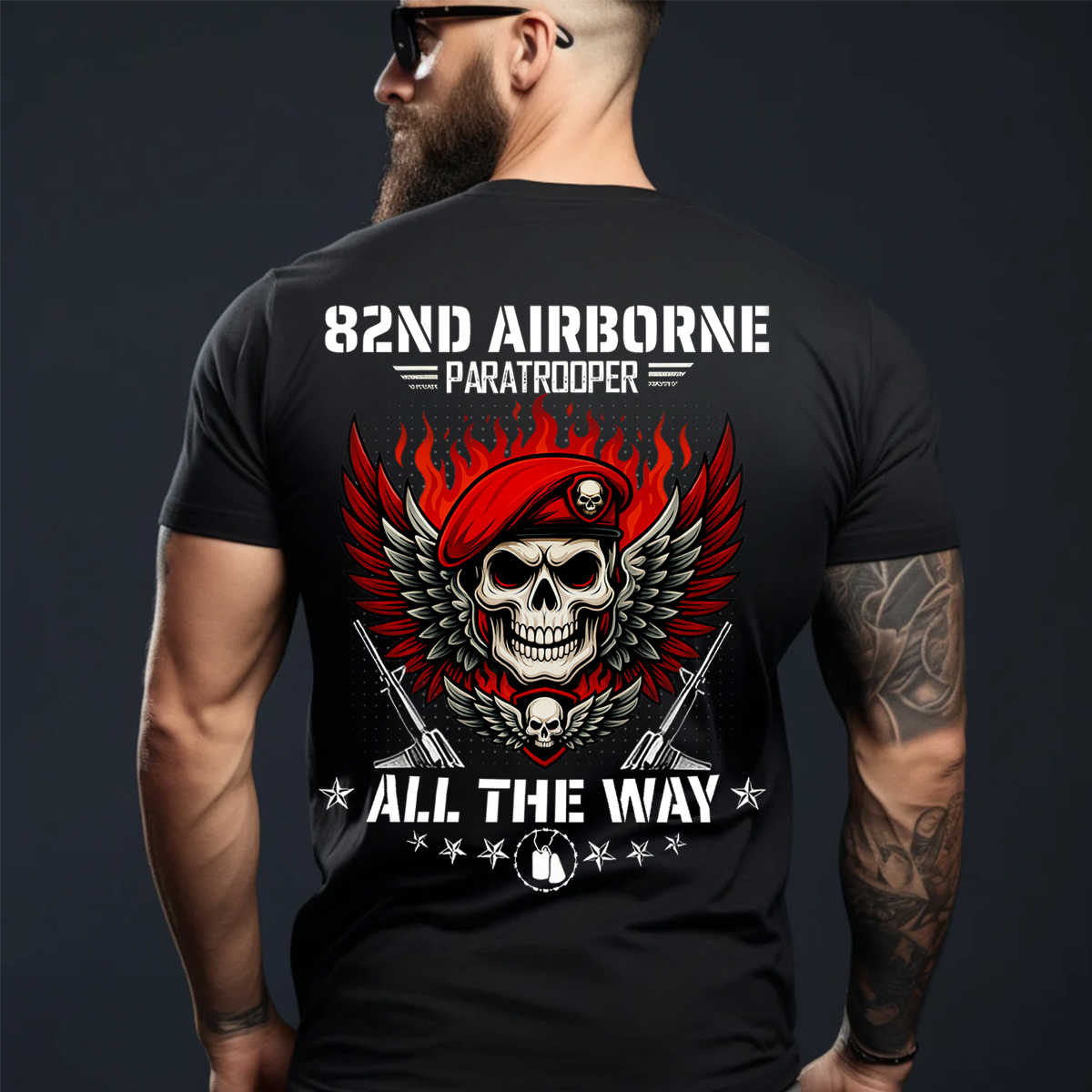 82nd Airborne Paratrooper T-Shirt All The Way Military Veteran Tee Gift For Veteran