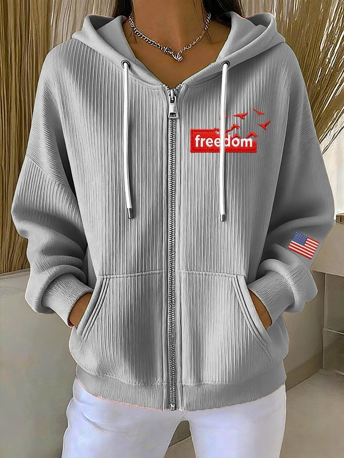 Charlie Kirk Freedom Zip Hoodie Patriotic Clothing Gifts For Girlfriend