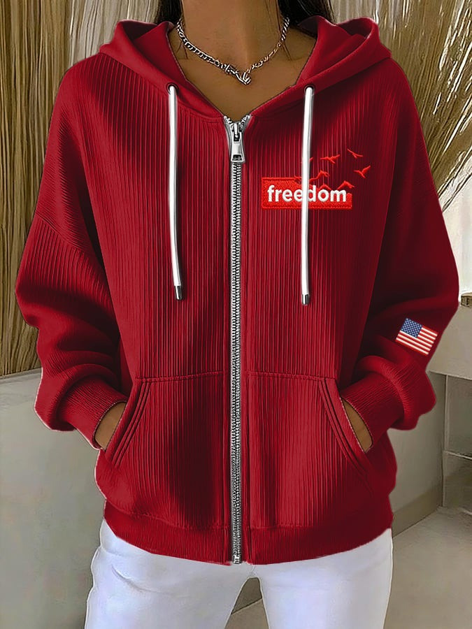 Charlie Kirk Freedom Zip Hoodie Patriotic Clothing Gifts For Girlfriend