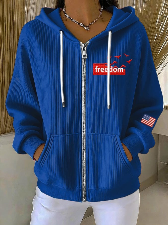 Charlie Kirk Freedom Zip Hoodie Patriotic Clothing Gifts For Girlfriend