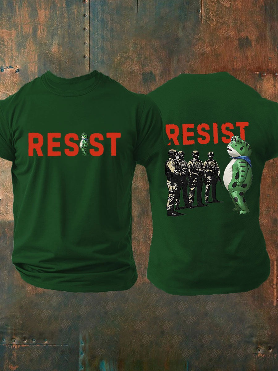 Frog Resist T-Shirt Portland Frog And Soldier No Kings Political Activist Merch Present Ideas