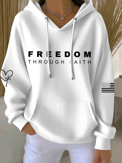 Red Freedom Hoodie Through Faith Wear Red For Charlie Kirk Day RIP Charlie Kirk Apparel