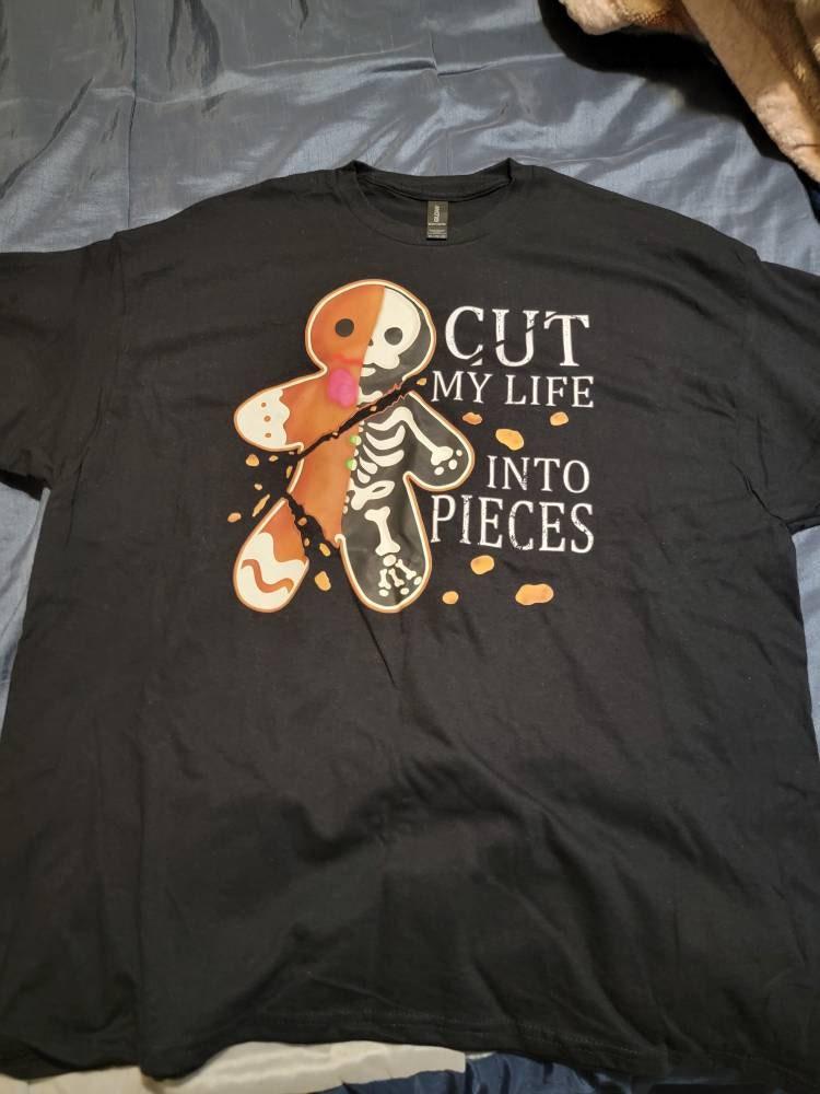Cut My Life Into Pieces Gingerbread Christmas Sweatshirt – Elder Emo Christmas Shirt – Goth Black Aesthetic Creepmas Sweater