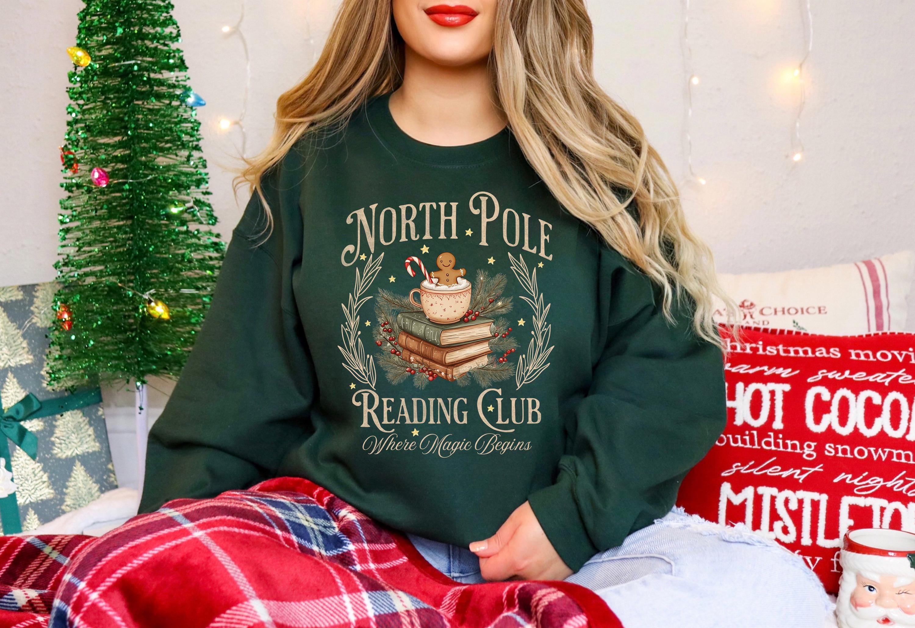 North Pole Book Club Sweatshirt – Bookish Christmas Tee, Holiday Book Lover Gift